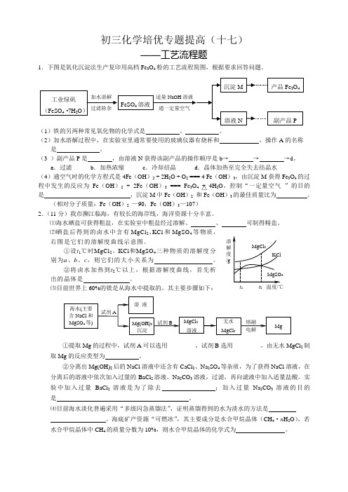 初三化学工艺流程题