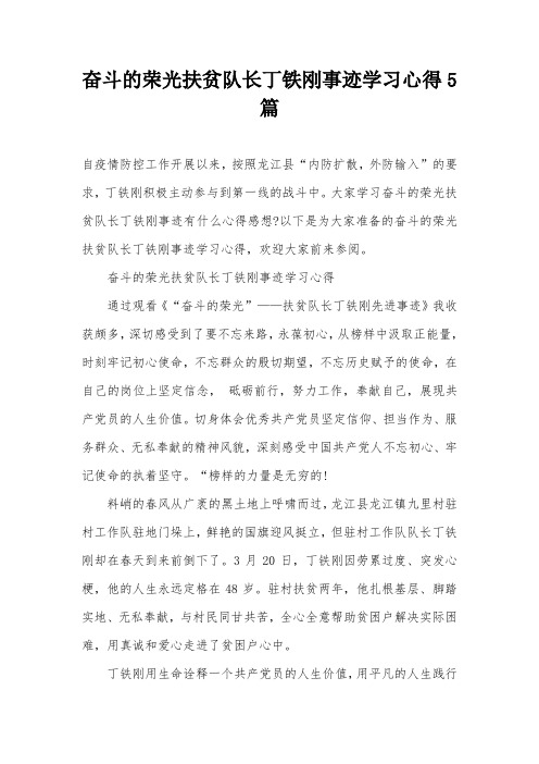 奋斗的荣光扶贫队长丁铁刚事迹学习心得5篇