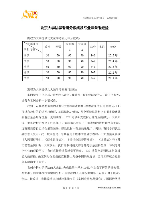 北京大学法学考研分数线及专业课备考经验