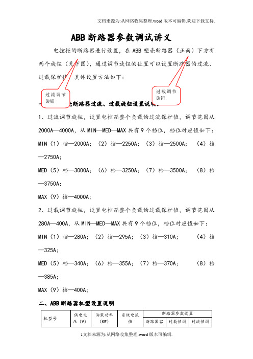 ABB断路器参数调试讲义全