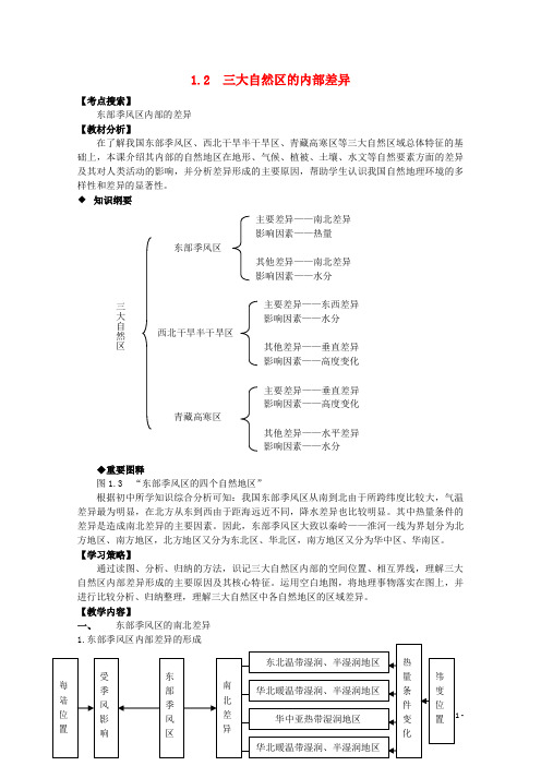 高中地理 1.2 三大自然区的内部差异教案 人教版选修2