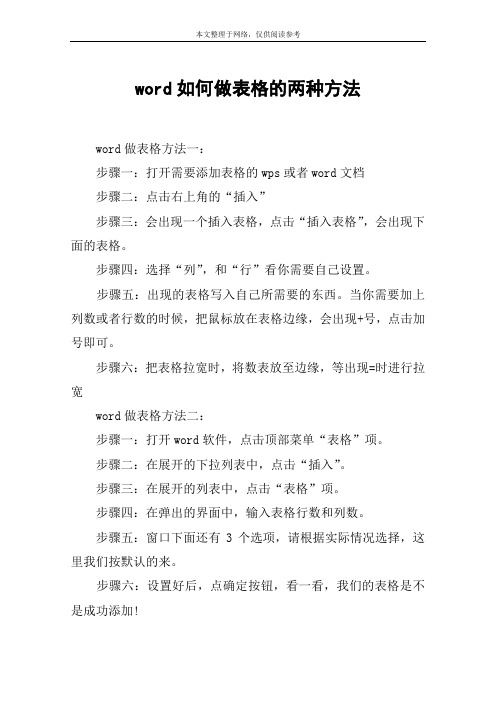 word如何做表格的两种方法