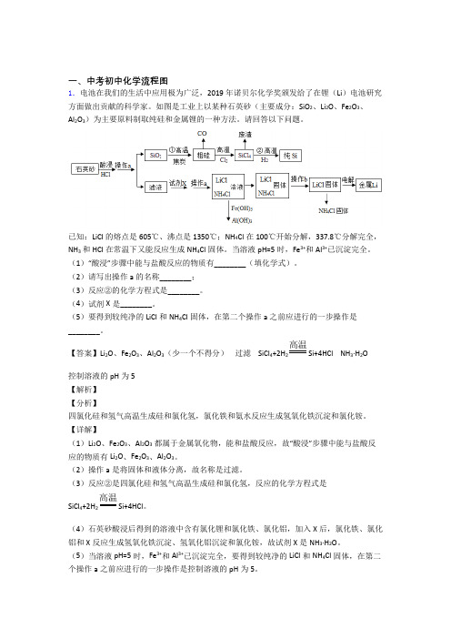 2020-2021 中考化学(流程图提高练习题)压轴题训练含答案