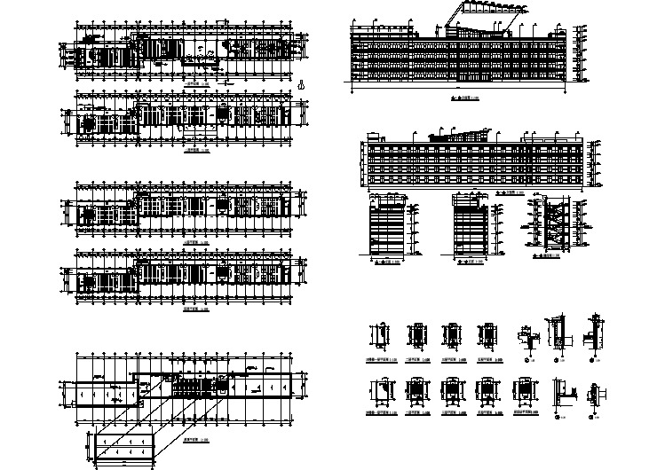 台州市某实验中学6500平米4层框架结构教学楼建筑设计CAD图纸