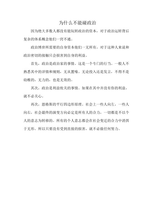 为什么不能碰政治