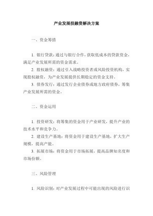 产业发展投融资解决方案