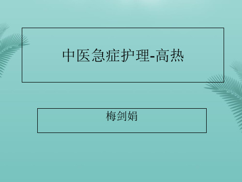 中医急症护理高热.优秀精选PPT