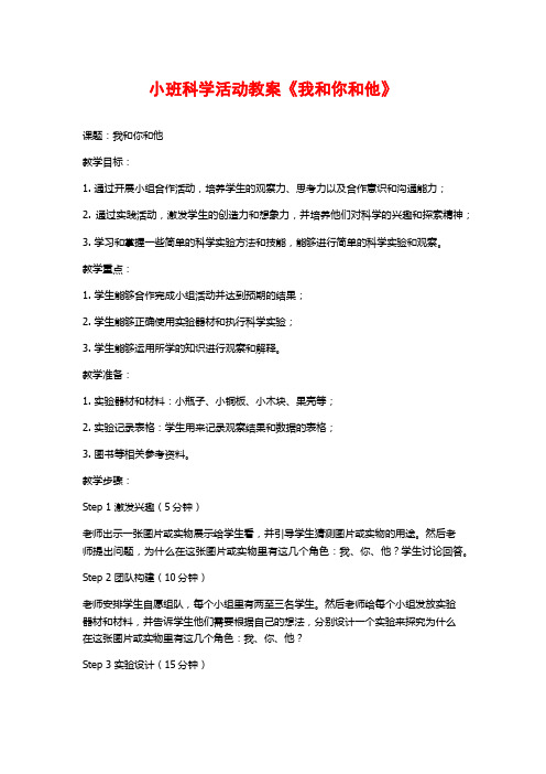 小班科学活动教案《我和你和他》