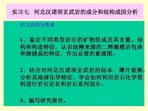 实验七 综合实验：玄武岩的成分与结构成因分析