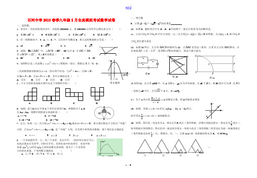 四川省大竹县石河中学2010春季九年级数学5月全真模拟考试试卷人教版