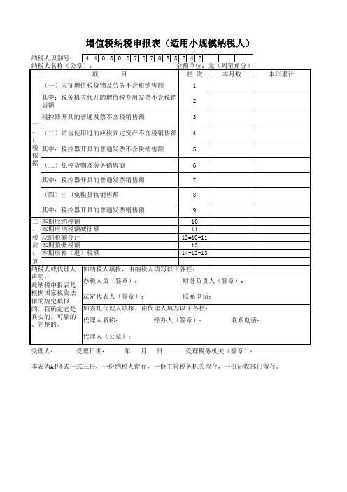 增值税纳税申报表(适用小规模纳税人)xlsx