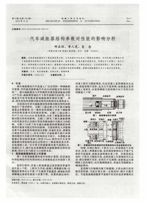 汽车减振器结构参数对性能的影响分析