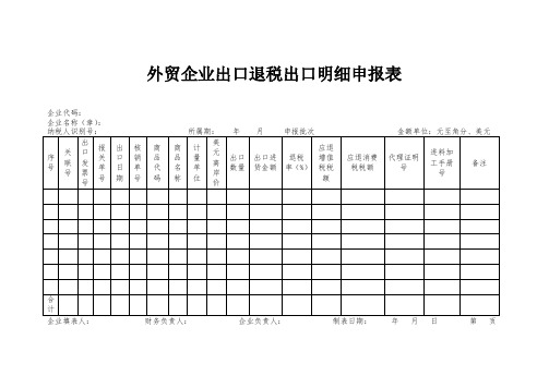 外贸企业出口退税出口明细申报表