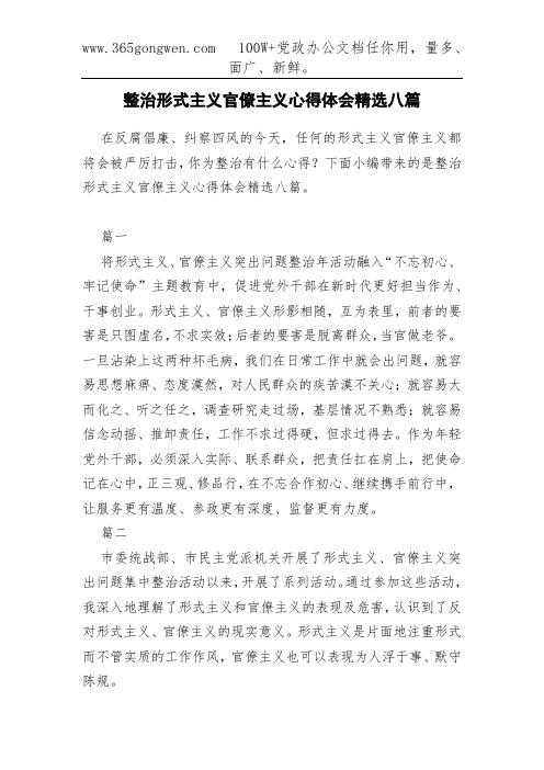 整治形式主义官僚主义心得体会精选八篇