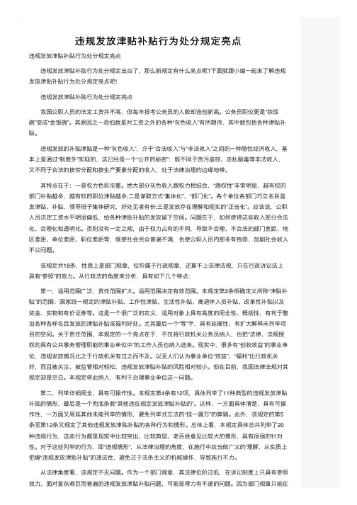 违规发放津贴补贴行为处分规定亮点