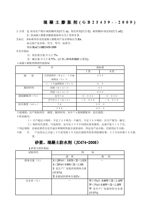 混凝土膨胀剂