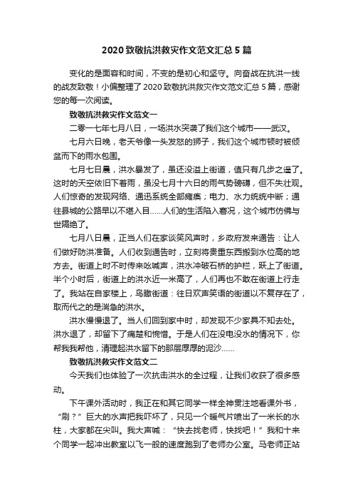 2020致敬抗洪救灾作文范文汇总5篇