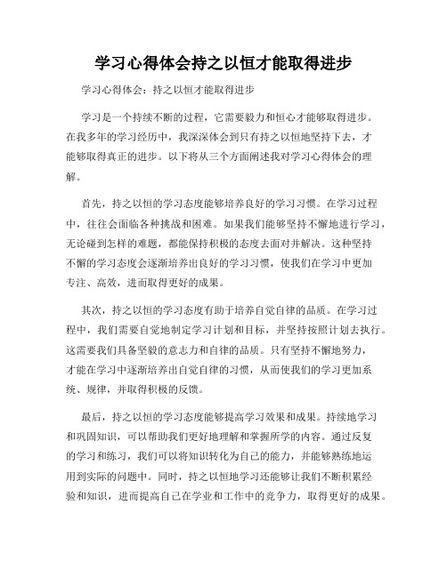 学习心得体会持之以恒才能取得进步