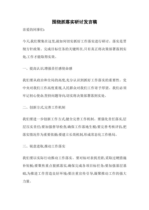 围绕抓落实研讨发言稿