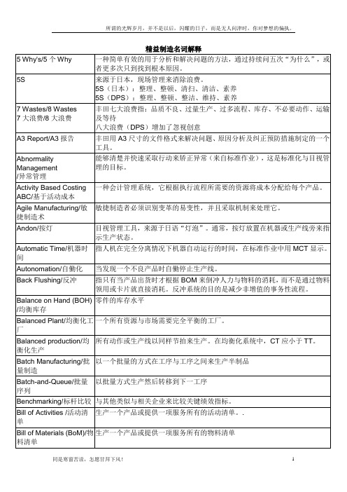 精益制造名词解释(中文)(新)