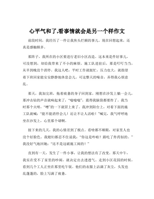 心平气和了,看事情就会是另一个样作文