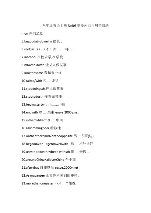 八年级英语上册Unit6重要词组与句型归纳