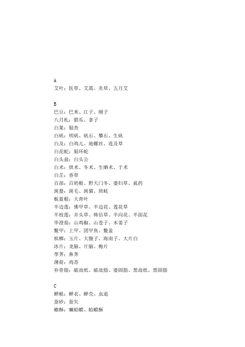 中药别名