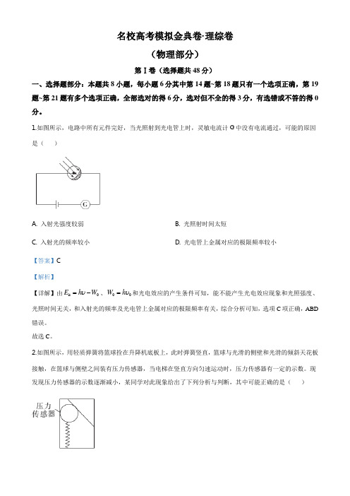 精品解析:2020届高考物理百所名校试模拟金卷(四)(解析版)