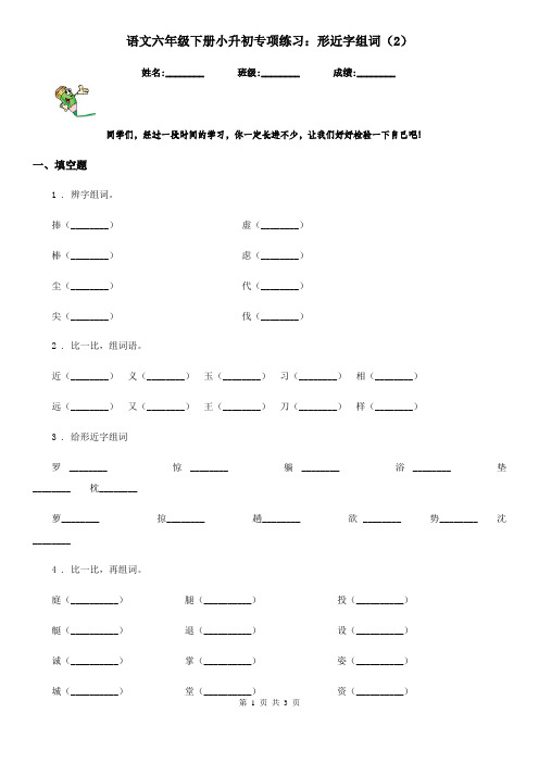 语文六年级下册小升初专项练习：形近字组词(2)