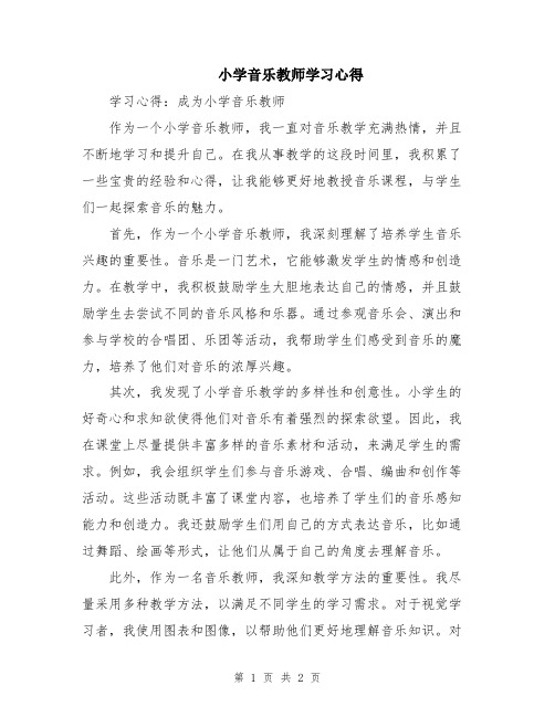 小学音乐教师学习心得