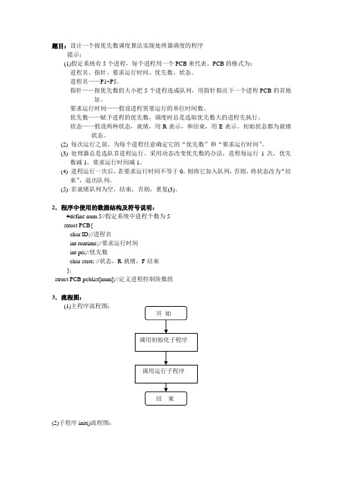 设计一个按优先数调度算法实现处理器调度的程序