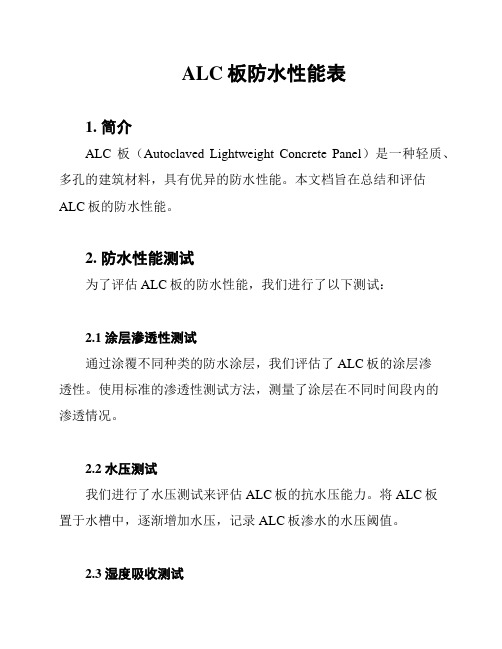 ALC板防水性能表