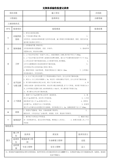 满堂支架验收表(完整版)