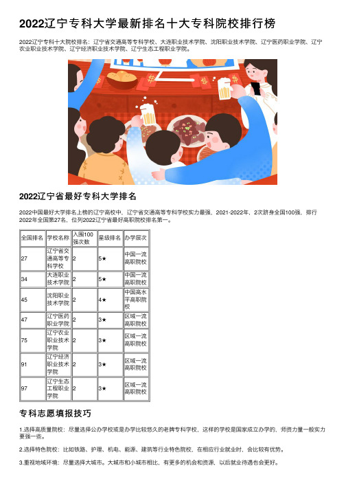 2022辽宁专科大学最新排名十大专科院校排行榜