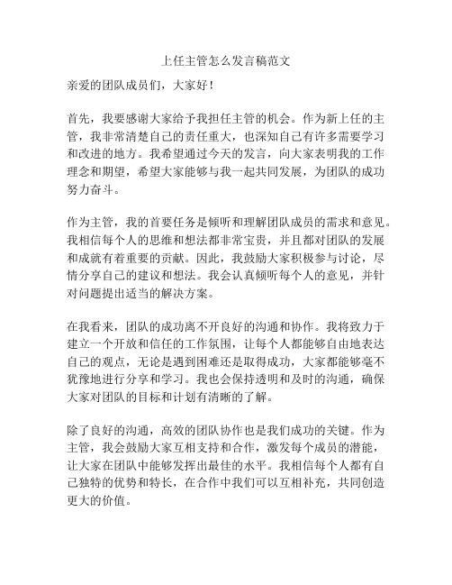 上任主管怎么发言稿范文