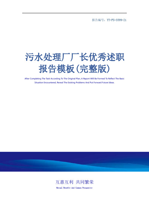 污水处理厂厂长优秀述职报告模板(完整版)