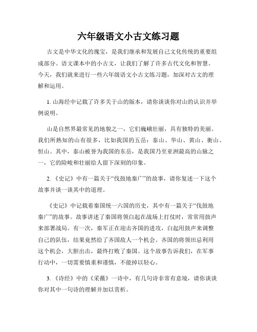 六年级语文小古文练习题