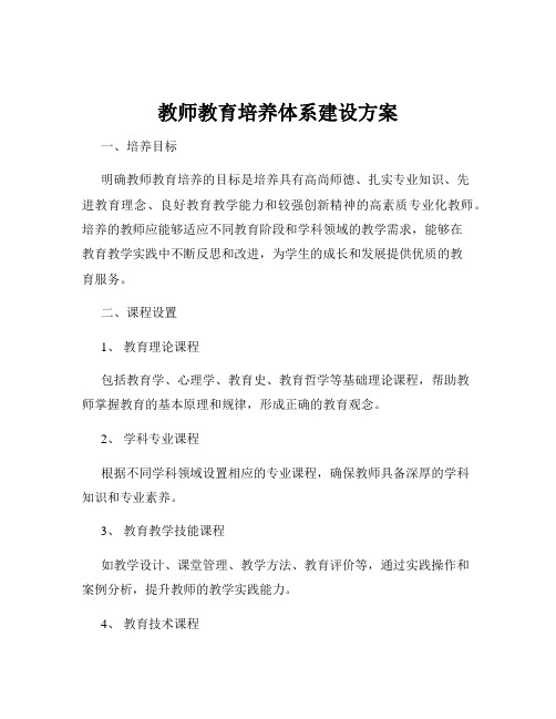 教师教育培养体系建设方案