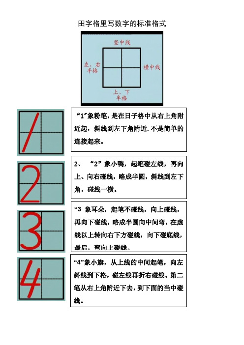 1到10的数字书写格式要求