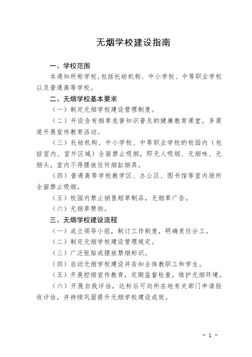 无烟学校建设制度及评分表