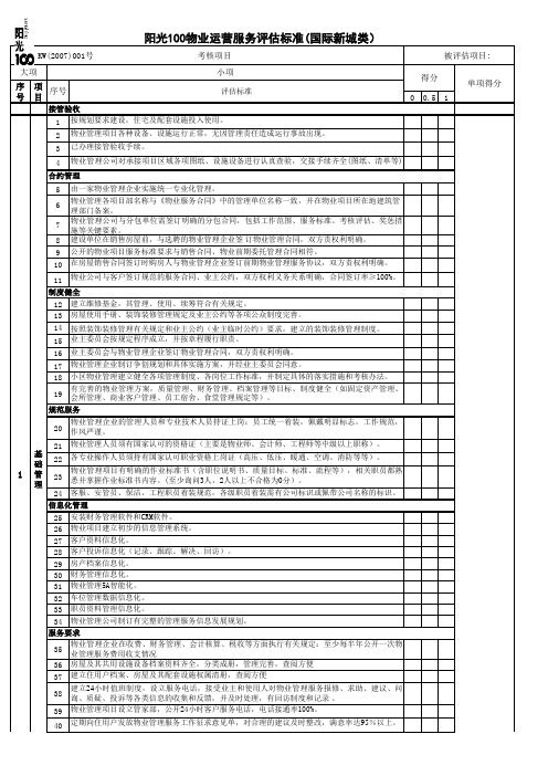 国际新城物业管理评估标准