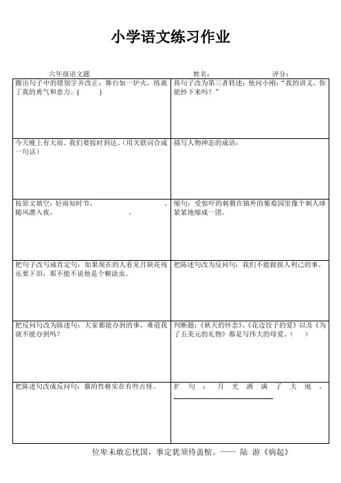 小学六年级语文课堂延伸练习II (32)