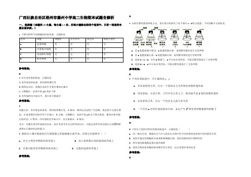 广西壮族自治区梧州市藤州中学高二生物期末试题含解析