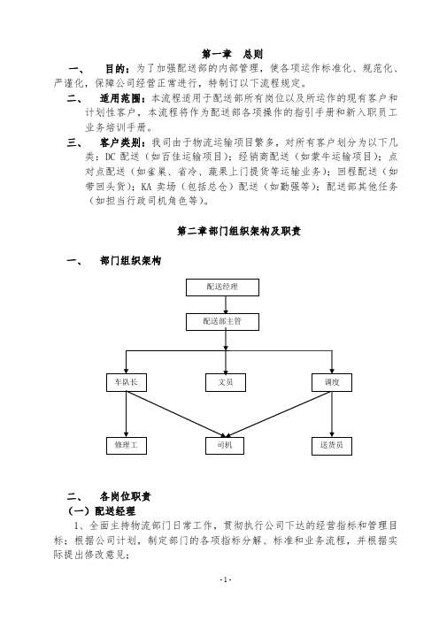 配送部管理规定及操作流程