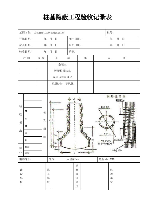 桩基隐蔽工程验收记录表