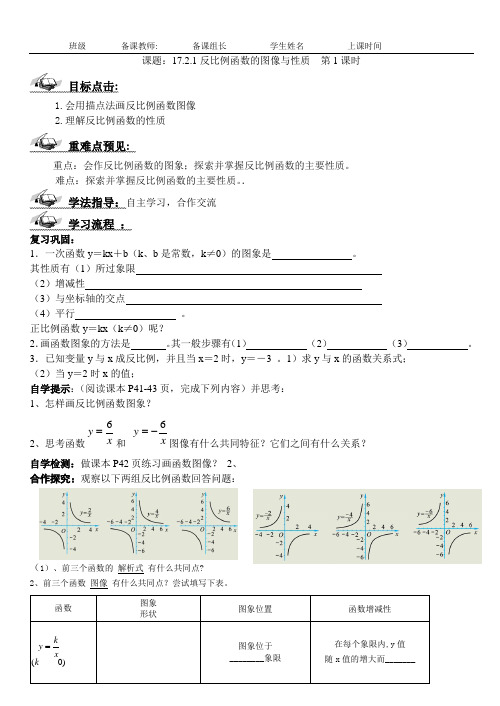 17.2.1反比例函数图像与性质