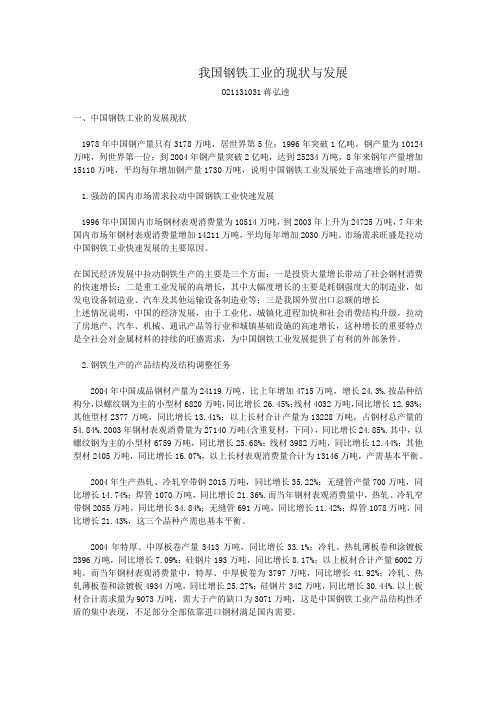 我国钢铁工业的现状与发展概要