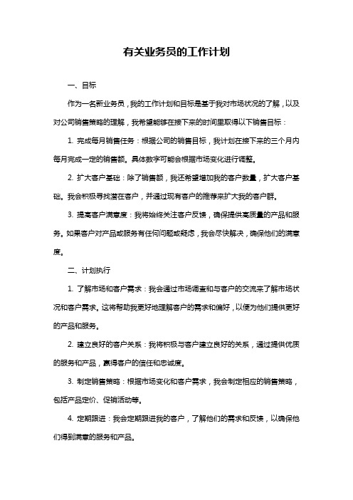 有关业务员的工作计划