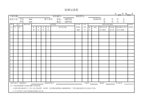 钻探记录表