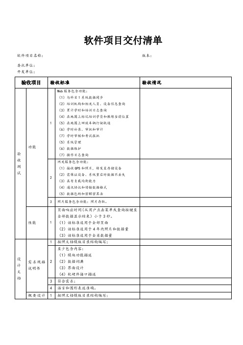 软件项目交付清单-模板